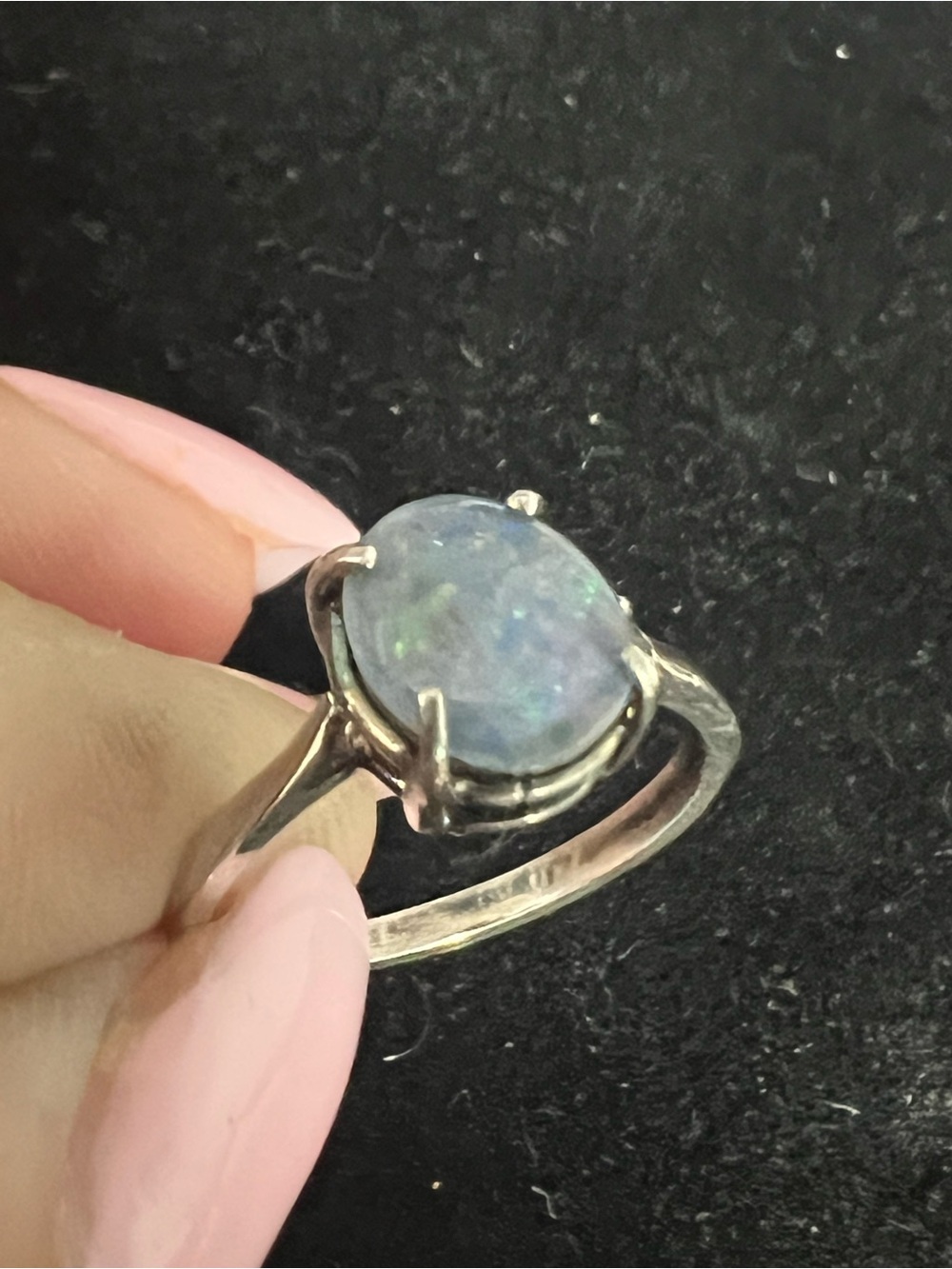 925 STERLING SILVER NATURAL BLUE OPAL SOLITAIRE.  BEAUTIFUL!